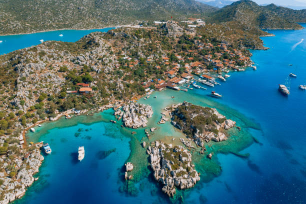 Aerial view of Kekova, Simena in Turkey